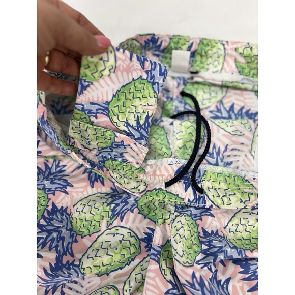 Vineyard Vines Mens Pineapple Print Pink Blue Green Swim Trunks Drawstring Sz Sm - Picture 7 of 8